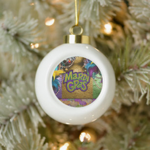 SlipperyJoe's Mardi Gras-thema grafische doubloons Keramische Bal Ornament