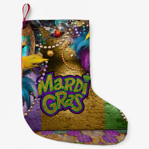 SlipperyJoe's Mardi Gras-thema grafische doubloons Kleine Kerstsok