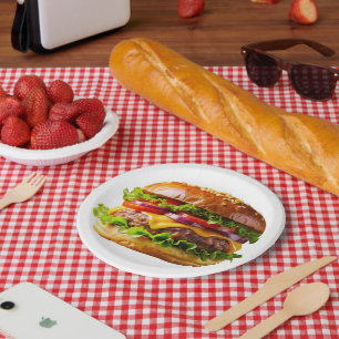 SlipperyJoe's mondwaterende cheeseburger knapperig Papieren Bordje