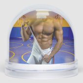 SlipperyJoe's muscular man bulge six-pack gym trai Sneeuwbol (Voorkant)