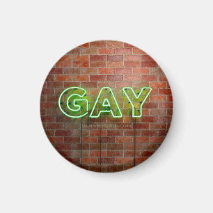 SlipperyJoe's neon Gay Bord groene bakstenen muur  Magneet