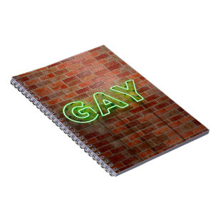 SlipperyJoe's neon Gay Bord groene bakstenen muur  Notitieboek