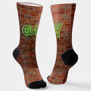 SlipperyJoe's neon Gay Bord groene bakstenen muur Sokken