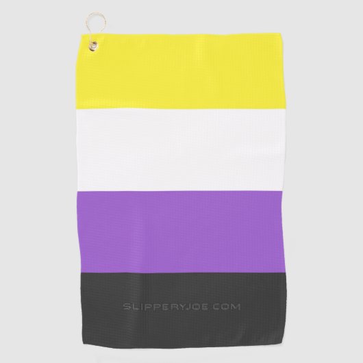 SlipperyJoe's Non-binaire Pride-vlag geel wit paar Golfhanddoek (Voorkant)