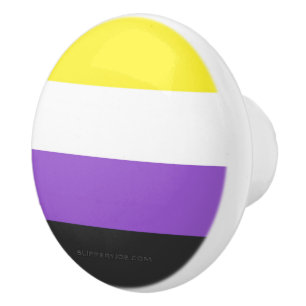 SlipperyJoe's Non-binaire Pride-vlag geel wit paar Keramische Knop