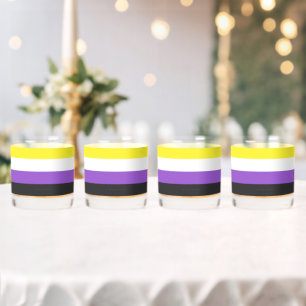 SlipperyJoe's Non-binaire Pride-vlag geel wit paar Whisky Glas