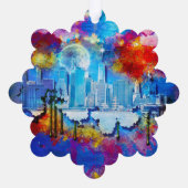 SlipperyJoe's NYC wolkenkrabbers gebouwen kunstwer Ornament Kaart (Achterkant)