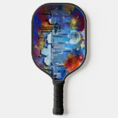SlipperyJoe's NYC wolkenkrabbers gebouwen kunstwer Pickleball Paddle (Achterkant)