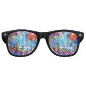 SlipperyJoe's NYC wolkenkrabbers gebouwen kunstwer Retro Zonnebril (Voorkant)