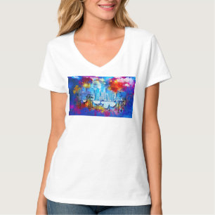 SlipperyJoe's NYC wolkenkrabbers gebouwen kunstwer T-shirt