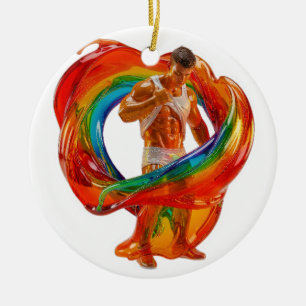 SlipperyJoe's opvallende moderne Pride-thema mascu Keramisch Ornament