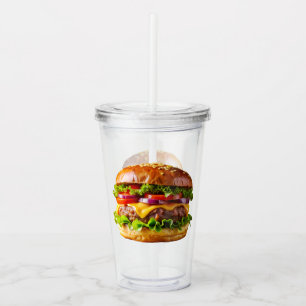 SlipperyJoe's overdonderende gestapelde hamburger Acryl Drinkbeker