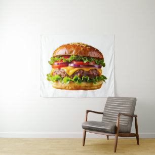 SlipperyJoe's overdonderende gestapelde hamburger Wandkleed