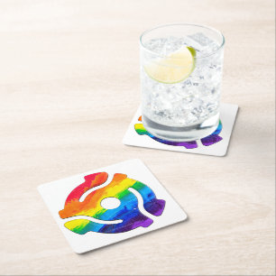 SlipperyJoe's plastic 45-rpm recordadapter omcirke Vierkante Kartonnen Onderzetter