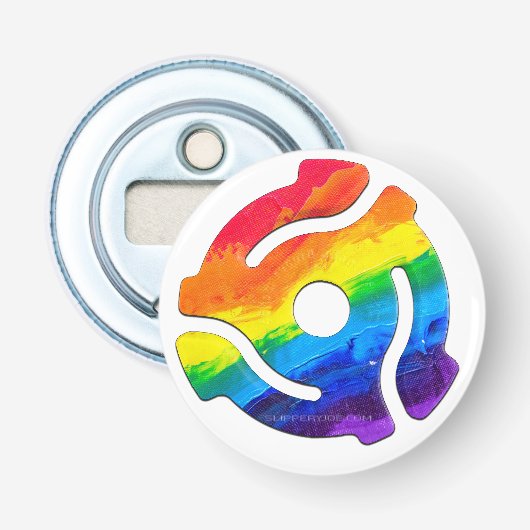 SlipperyJoe's plastic 45 RPM-recordadaptervibran Button Flesopener (Voorkant)