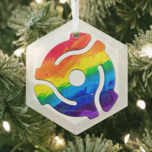 SlipperyJoe's plastic 45 RPM-recordadaptervibran Glas Ornament
