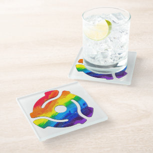 SlipperyJoe's plastic 45 RPM-recordadaptervibran Glazen Onderzetter