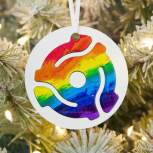 SlipperyJoe's plastic 45 RPM-recordadaptervibran Metalen Ornament