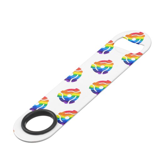 SlipperyJoe's plastic 45 RPM-recordadaptervibran Speed Flessenopener (Voorkant Gekanteld)