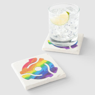 SlipperyJoe's plastic 45 RPM-recordadaptervibran Stenen Onderzetter