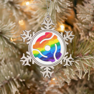 SlipperyJoe's plastic 45 RPM-recordadaptervibran Tin Sneeuwvlok Ornament
