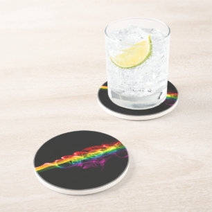 SlipperyJoe's pluim van regenboogenergie damp ving Zandsteen Onderzetter