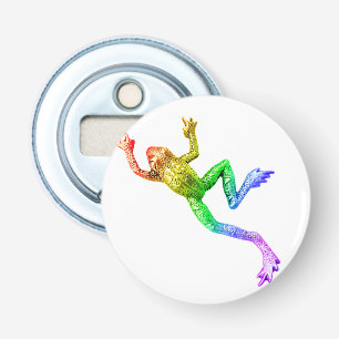 SlipperyJoe's Pride Frog beeldje Levendige kleuren Button Flesopener