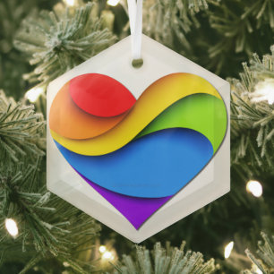 SlipperyJoe's Pride Hart Rondingen hartvorm drie Glas Ornament