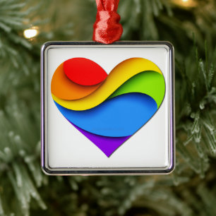 SlipperyJoe's Pride Hart Rondingen hartvorm drie Metalen Ornament