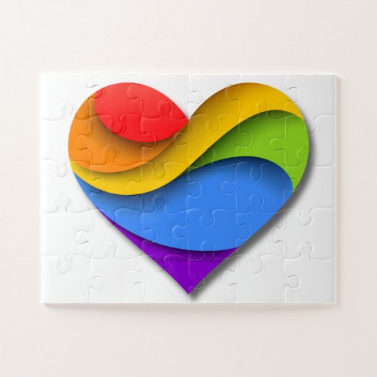 SlipperyJoe's Pride Heart Curves hartvorm drie Legpuzzel (Horizontaal)