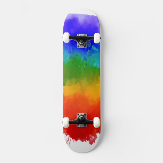 SlipperyJoe's pride splatter regenboog kleuren lev Skateboard (Voorkant)