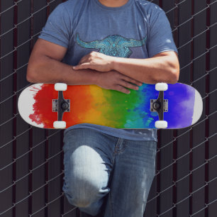 SlipperyJoe's pride splatter regenboog kleuren lev Skateboard