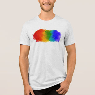 SlipperyJoe's pride splatter regenboog kleuren lev Tri-Blend Shirt