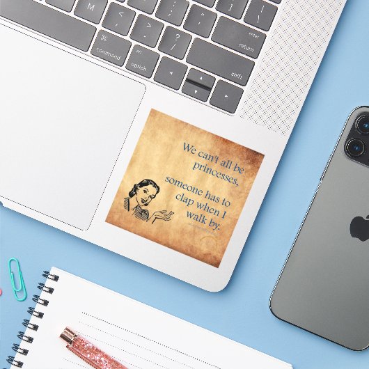 SlipperyJoe's Prinses klap lopen grappig jaren 50  Sticker (Laptop met iPhone)
