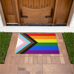 SlipperyJoe's Progress Pride-vlag zes klassieke ho Deurmat