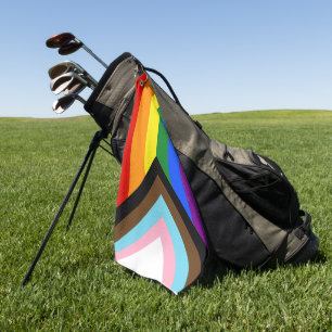 SlipperyJoe's Progress Pride-vlag zes klassieke ho Golfhanddoek