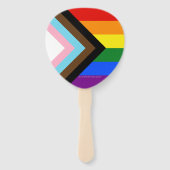 SlipperyJoe's Progress Pride-vlag zes klassieke ho Handwaaier (Achterkant)