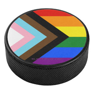 SlipperyJoe's Progress Pride-vlag zes klassieke ho Hockey Puck