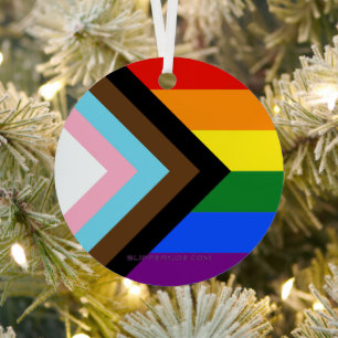 SlipperyJoe's Progress Pride-vlag zes klassieke ho Metalen Ornament