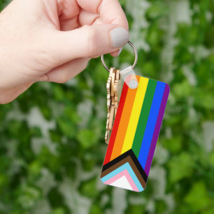 SlipperyJoe's Progress Pride-vlag zes klassieke ho Sleutelhanger