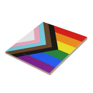 SlipperyJoe's Progress Pride-vlag zes klassieke ho Tegeltje