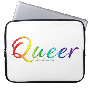 SlipperyJoe's queer trotskleur woord trots symbool Laptop Sleeve
