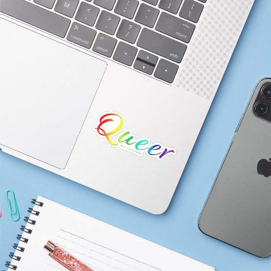 SlipperyJoe's rare, enkele expressieve woord glad Sticker (Laptop met iPhone)