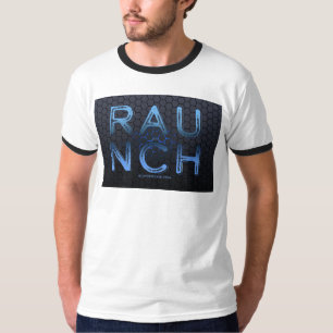 SlipperyJoe's raunch metallic grote blauwe letters T-shirt