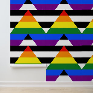 SlipperyJoe's rechte bondgenoot vlag effen regenbo Behang