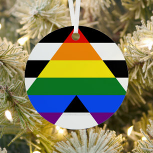 SlipperyJoe's rechte bondgenoot vlag effen regenbo Metalen Ornament