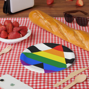 SlipperyJoe's rechte bondgenoot vlag effen regenbo Papieren Bordje