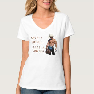 SlipperyJoe's red hoed paard rijden strooien cowbo T-shirt