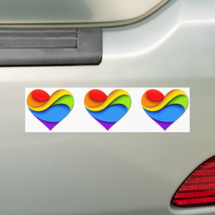 SlipperyJoe's regenboog gelaagde hartvorm rood ora Bumpersticker