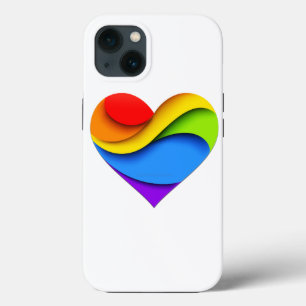 SlipperyJoe's regenboog gelaagde hartvorm rood ora iPhone 13 Hoesje